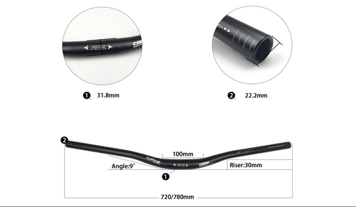 31.8mm MTB Mountain Bike Handlebar 30 mm rise